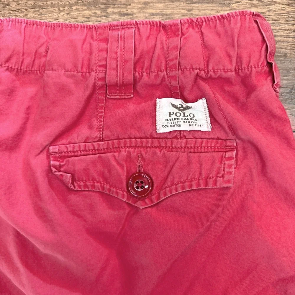 Polo Ralph Lauren Cargo Shorts Men 36 Drill Khaki Field Military Paratrooper Red